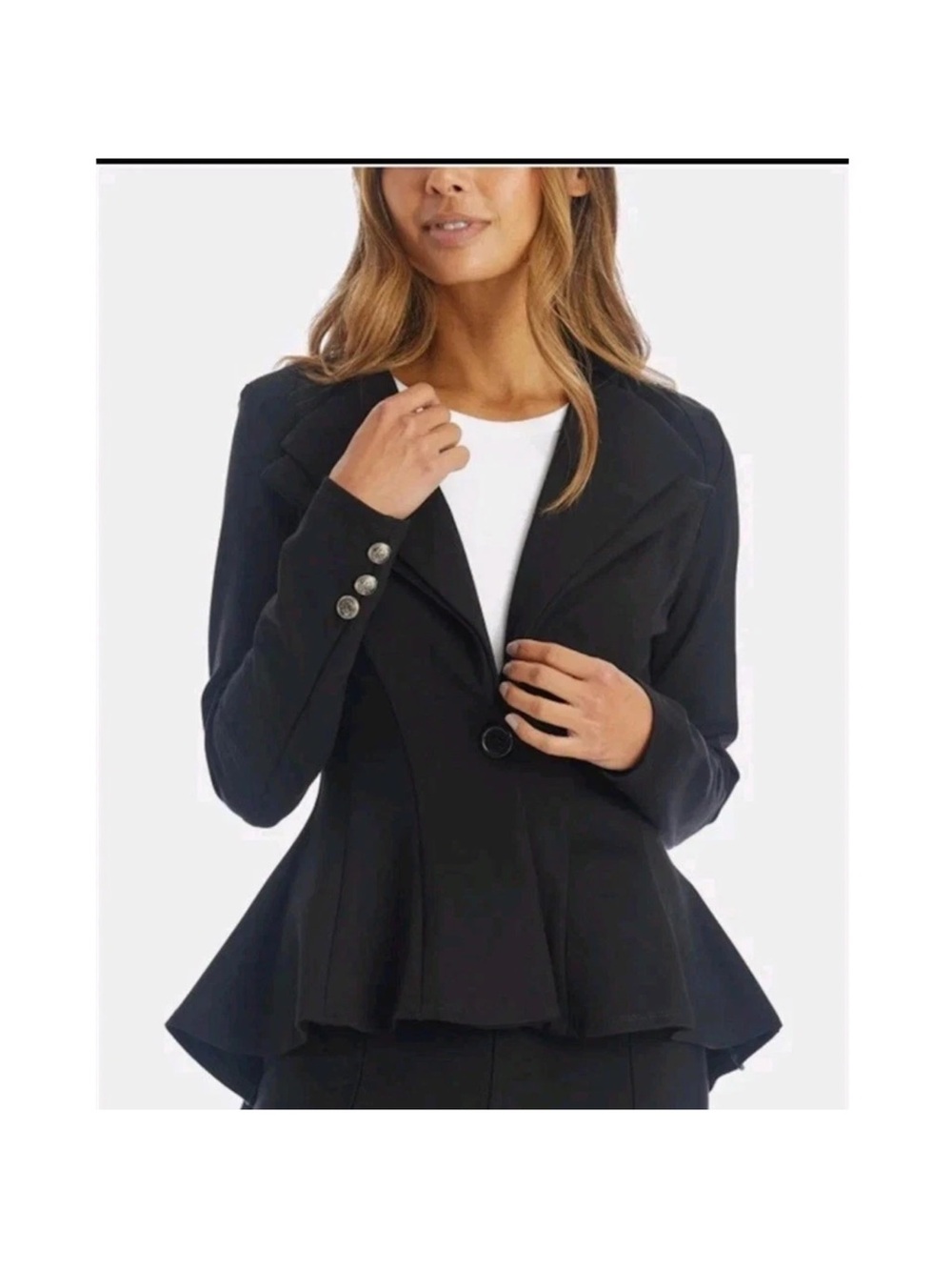 NWT Noir Black Peplum Blazer with Silver Buttons Medium